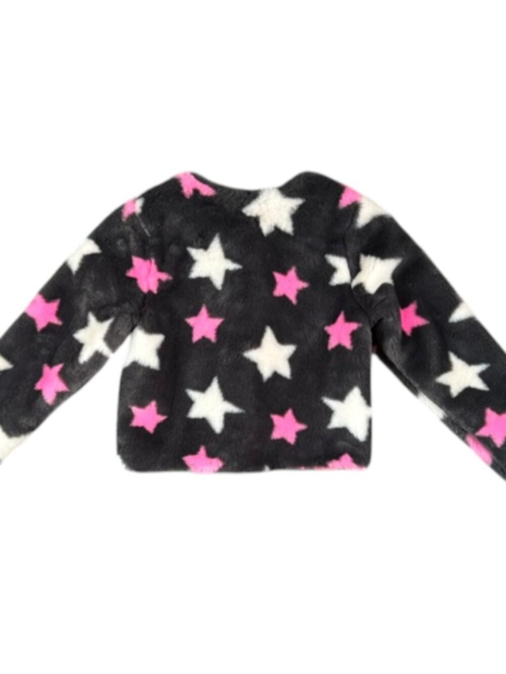 Cat & Jack Girls' Faux Fur Jacket with Stars Grey Pink White Medium 7/8 NWOT - Picture 10 of 12